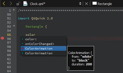 QML code snippet