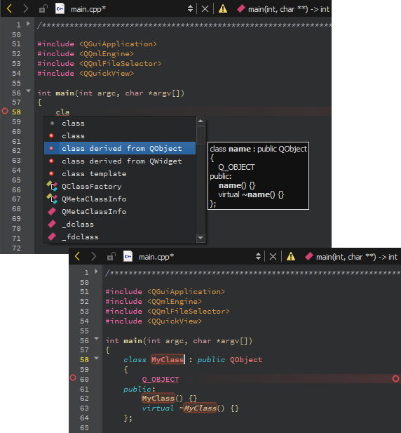 C++ code snippet