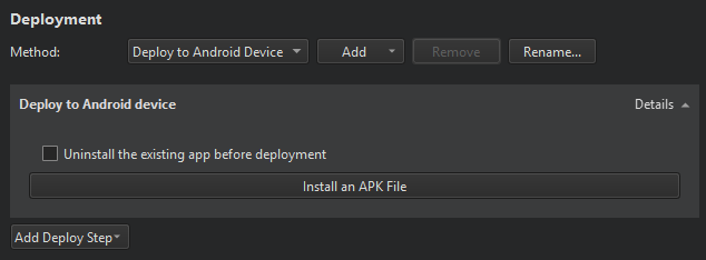 Deployment settings