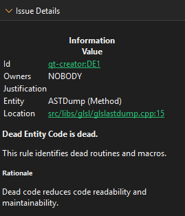 Issue Details view