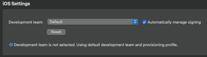 iOS build settings