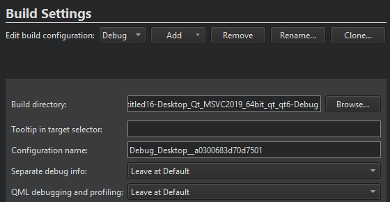 Qbs build settings