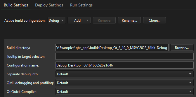 Qbs build settings