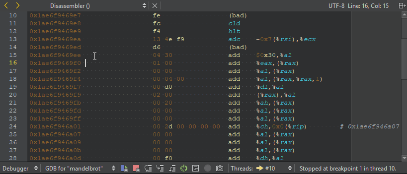 Disassembler view