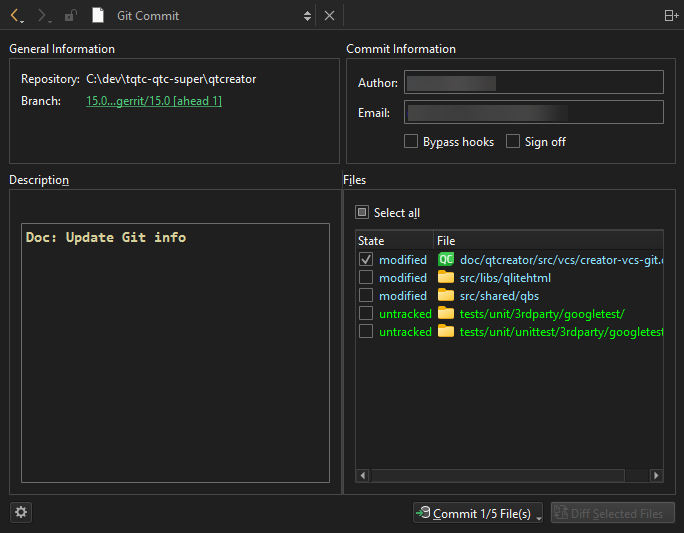 Git Commit view