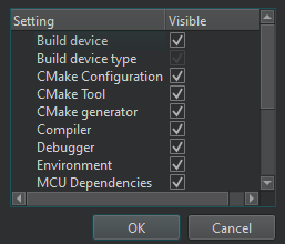 MCU dependencies filter in the Kits tab in Kits preferences