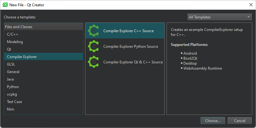 New File dialog