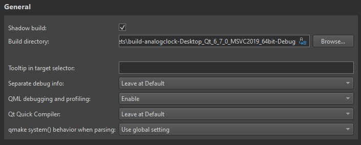 qmake build settings