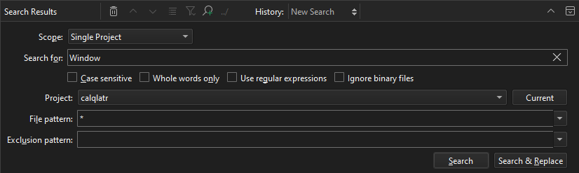 Single Project option in the Search Results view