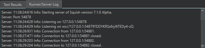 Runner and Server Log output