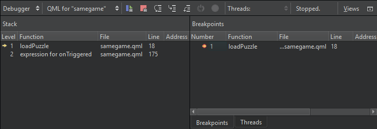 Debugger view