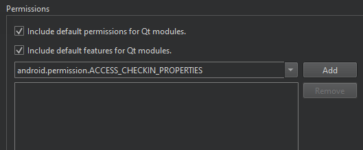Permissions in Android Manifest Editor