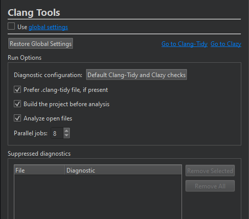 Clang Tools customized settings