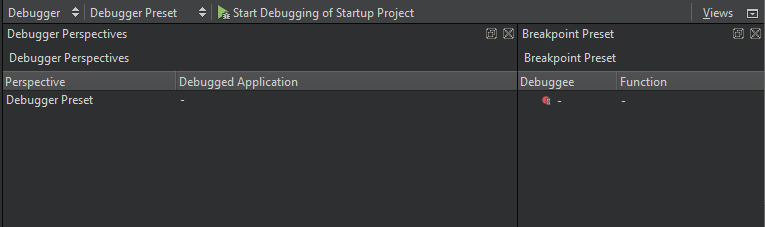 Initial Debug mode views