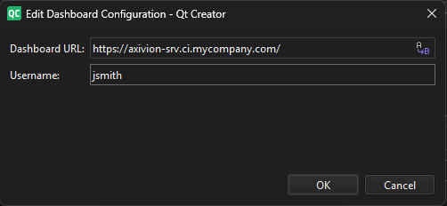 Edit Dashboard Configuration dialog