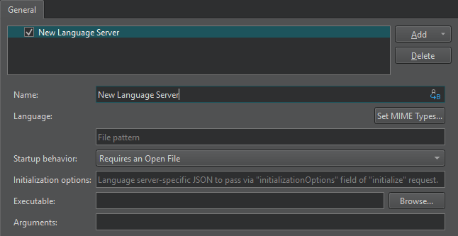 Generic StdIO Language Server in the General tab in Language Client preferences