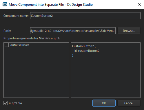Move Component into Separate File dialog