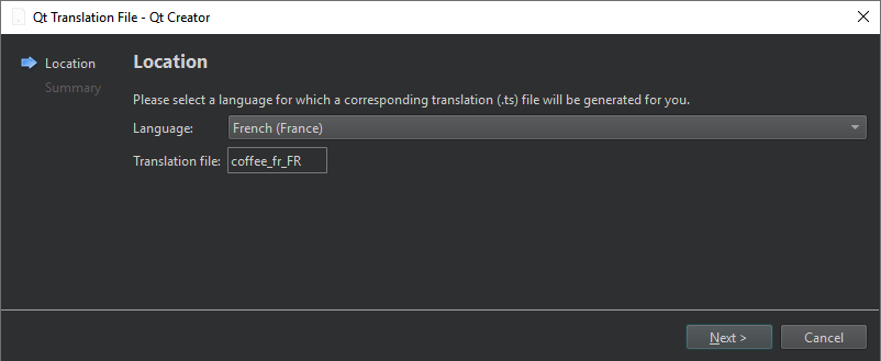 Select the language for a TS file