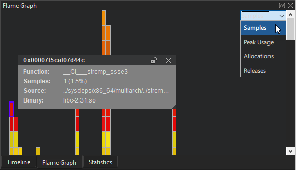 Performance Analyzer Flame Graph view