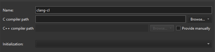 Adding a clang-cl compiler in the Compilers tab in Kits preferences