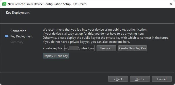 Key Deployment dialog