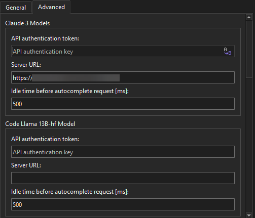 Advanced tab in AI Assistant preferences