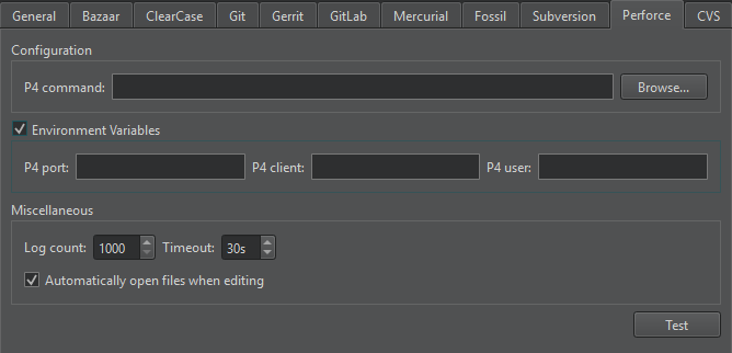 Perforce tab in Version Control preferences