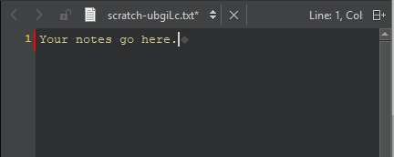 Scratch file open in the text editor