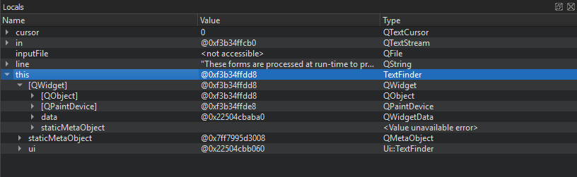 Viewing the base classes and data members of a class