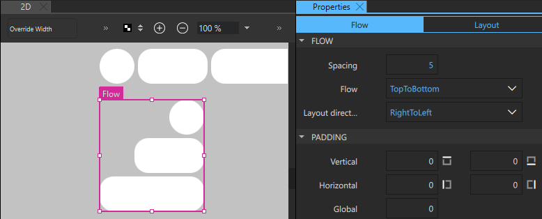 The Flow properties.