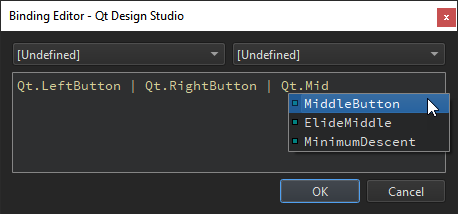 Adding accepted buttons in Binding Editor.