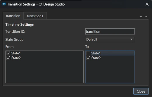 Transitions settings.
