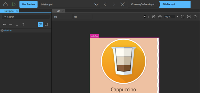 Component hierarchy as breadcrumbs.
