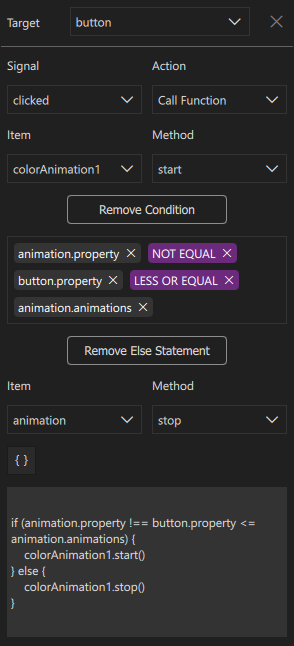The connection editor showing a JavaScript expression.