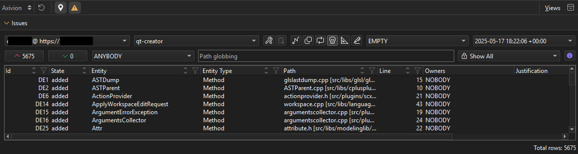 Issues in Axivion view