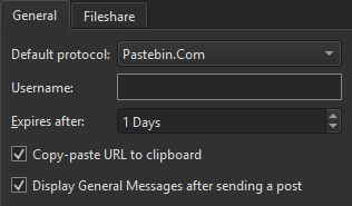 General tab in Code Pasting preferences