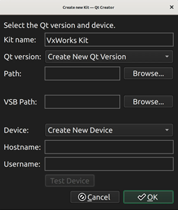 Create New Kit dialog