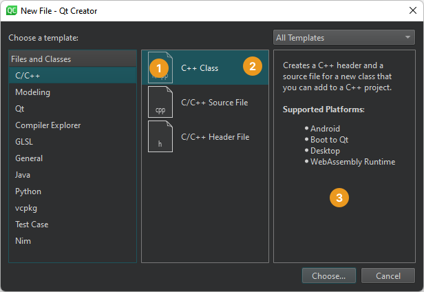Wizard details in the New File dialog