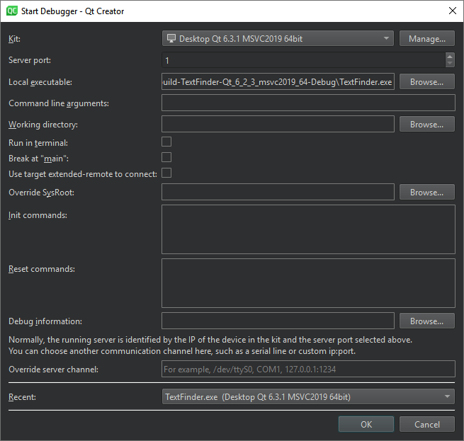 Attach to Running Debug Server dialog