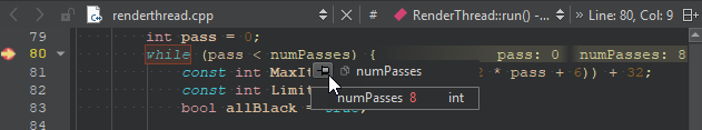 Value tooltip in code editor