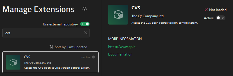 An extension that has not been loaded in Extensions mode