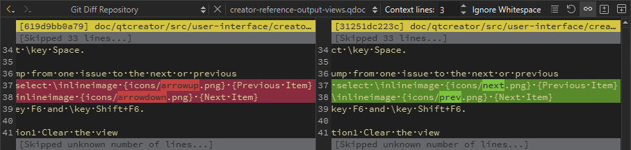 Git Diff Repository view