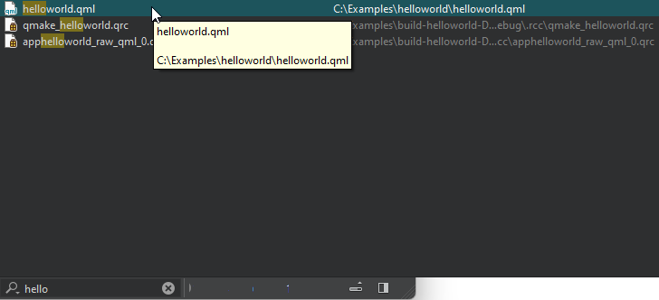 List of files in the locator