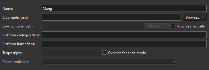 Adding a Clang compiler in the Compilers tab in Kits preferences