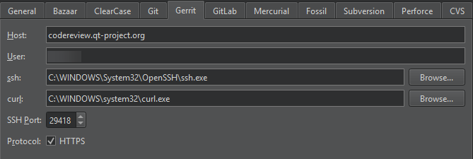 Gerrit tab in Version Control preferences