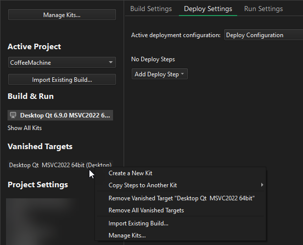 Vanished Targets in Projects