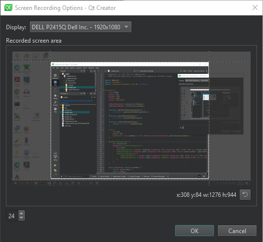 Screen Recording Options dialog