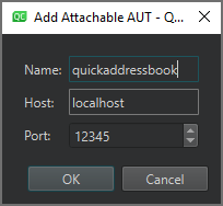 Add Attachable AUT dialog