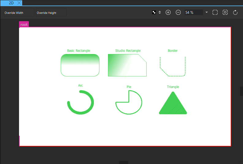 Shapes in the 2D view
