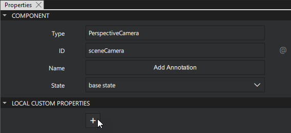 Adding a property in the Properties view.
